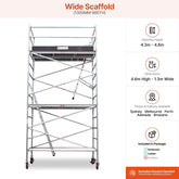 4.3m - 4.6m Wide Aluminium Mobile Scaffold Base Tower with Kickboards